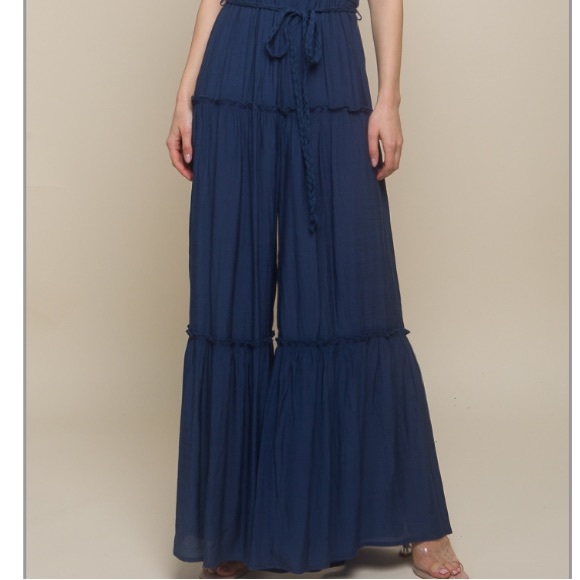Navy blue woven boho jumpsuit - Picture 6 of 6